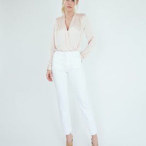 PAIGE HIGH RISE NOELLA RAW HEM-COOL WHITE